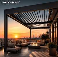 Pérgola Bioclimática Motorizada Paiyahao de 3.0 mm, Sistema de Techo con Rejillas Orientables para Terraza en Azotea con Vista al Horizonte Urbano