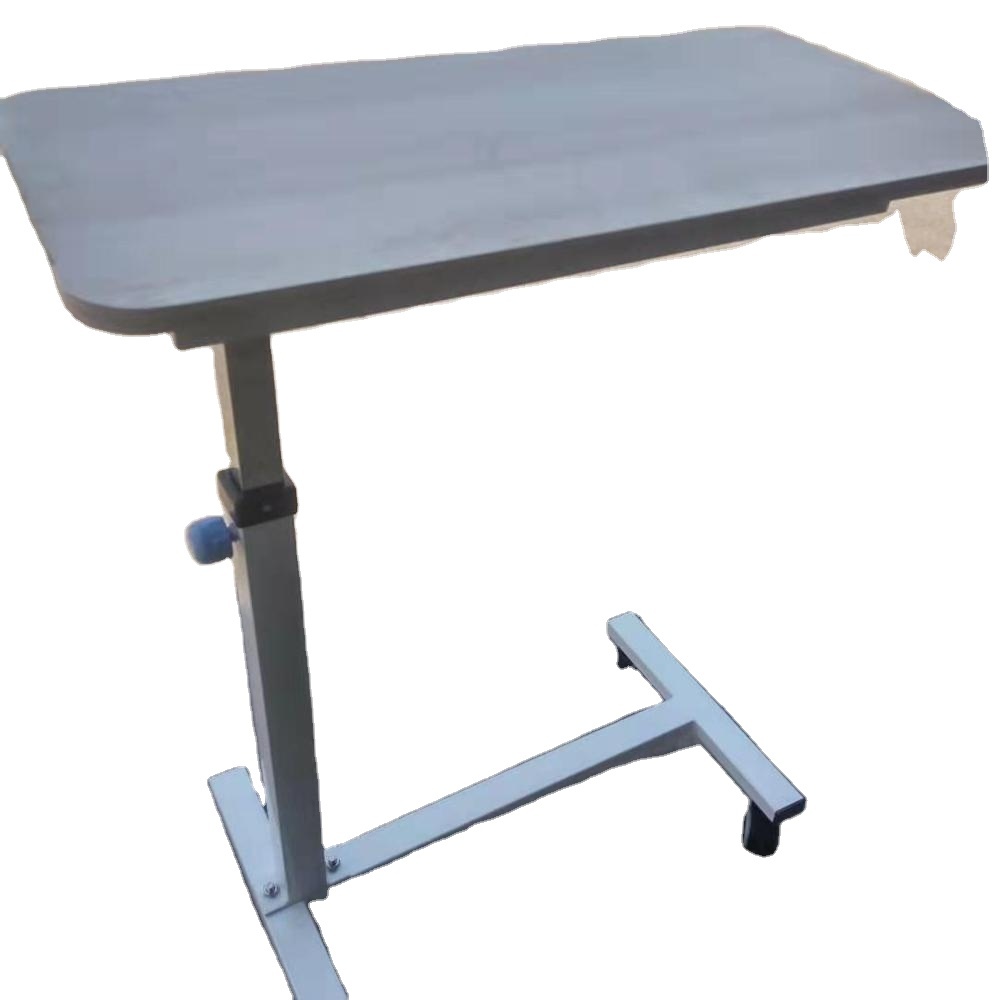 Top quality height adjustable hospital overbed table with wheels