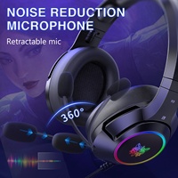 Auriculares para Juegos ONIKUMA K9 con Sonido Envolvente 7.1 de 3.5 mm, Iluminación RGB, Resistentes al Agua IPX5, Dinámicos y Extraíbles, para Teléfono Móvil