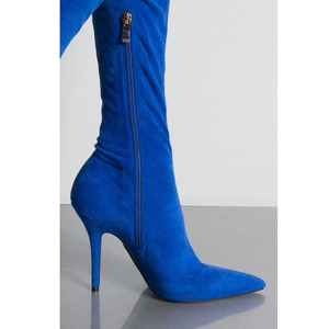 Stivali sopra il ginocchio elasticizzati in camoscio <span class=keywords><strong>blu</strong></span> da <span class=keywords><strong>donna</strong></span> tacchi alti tacchi alti Sexy scarpe da <span class=keywords><strong>donna</strong></span> con cerniera a punta - Product Image 5