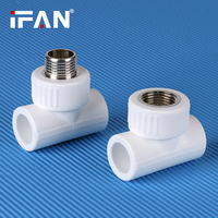Raccords de tuyauterie PPR blancs IFAN OEM, raccords en plastique pour l'eau, connecteurs de tubes, raccords filetés, raccords de plomberie PPR