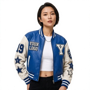 Customized Cropped Varsity <b>Jacket</b> <b>Women</b> <b>Bomber</b> Varsity <b>Jacket</b> With Wool Sleeve For <b>Women</b> Letterman Crop Varsity <b>Jackets</b> - Product Image 2