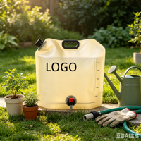 Sac d'hydratation pliable 10-12L kaki sable désertique avec poignée intégrée et robinet, double ouverture pour le camping