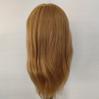 Tête de mannequin féminin 100% cheveux humains 14 pouces # Tête d'entraînement réaliste pour coiffure et cosmétologie, 8 fonctions de coiffage, pour formation de barbier