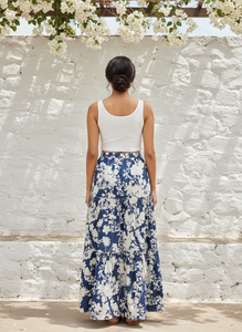 Jupe longue décontractée d'été pour femmes, taille haute, tissu doux et léger, design évasé, tenue de plage, de voyage et de villégiature - Product Image 3