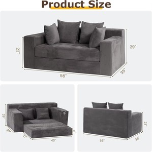 Sofá Comprimido para Sala de Estar 2026, Sofá Prensado en Caja, Mueble Sofá Cama con Relleno de Esponja y Funda de Pana Extraíble - Product Image 5