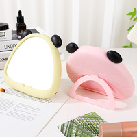 Miroir de maquillage de bureau pliable en forme de panda mignon, finition argentée, personnalisé, mini miroir de table portable, miroir de beauté cosmétique