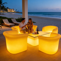 Conjunto de Muebles de Bar Portátiles de Plástico con Luces LED / Sofá de Bar Moderno con Iluminación LED para Club Nocturno, Salón o Bar Comercial