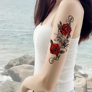 Autocollant de <span class=keywords><strong>tatouage</strong></span> temporaire imperméable, style gothique, rose, revolver, mandala, hibou, tibétain, faux <span class=keywords><strong>tatouage</strong></span>, demi-bras, autocollants d'art corporel pour hommes - Product Image 2