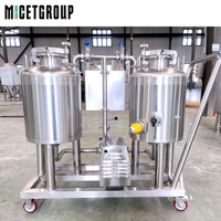 Chariot CIP mobile 50L à 2 réservoirs en acier inoxydable 304 pour le nettoyage in situ et la désinfection de produits détergents, pour la désinfection des réservoirs de brasserie, des réservoirs de boissons et des conduites
