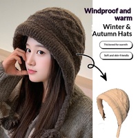 Gorro de Punto Grueso Estilo Raffa, Diseño Coreano Retro Jacquard, Te Hace Lucir Más Delgado, Gorro de Invierno a Prueba de Viento