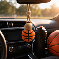 Diffuseur de parfum pour voiture en verre réutilisable en forme de ballon de basket orange personnalisé de 6,5 ml, à suspendre