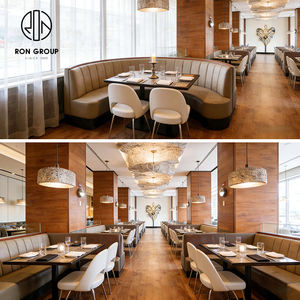 Ensemble de mobilier moderne pour hôtel, café et <span class=keywords><strong>restaurant</strong></span> : banquette demi-cercle en cuir, table et chaises en pierre frittée - Product Image 4