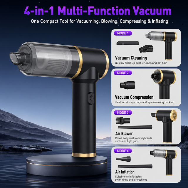 Portable Brushless HEPA Filter Car Vacuum Cleaner 15KPa Cordless Handheld Dual Suction Modes USB Rechargeable Car Home OEM M