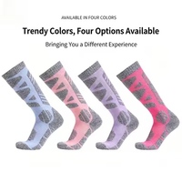 Chaussettes de ski colorées pour adultes, chaussettes de sport de plein air, chaussettes de randonnée chaudes d'épaisseur standard, chaussettes de compression en laine mérinos pour femmes, hauteur genou