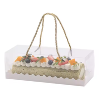Boîte à gâteau roulé suisse en plastique transparent portable en gros avec poignée