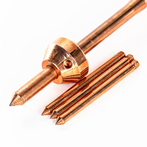 Trung Quốc Nhà sản xuất tinh khiết Đồng sét dây dẫn sét không khí thiết bị đầu cuối Rod với brass cơ sở - Product Image 3