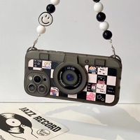 Coque de téléphone en cuir à motif quadrillé avec illustration noir et blanc style Ins pour iPhone 18 17 16 15 Pro Max, livraison gratuite