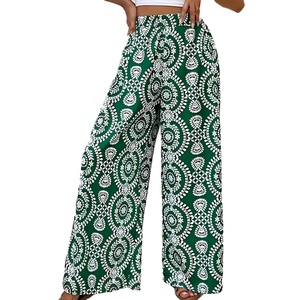 Pantalones Anchos Estampados de Cintura Alta para Mujer, Estilo Bohemio Informal, Inspirado en el Hip Hop, Venta al Por Mayor, Personalizados, OEM, Alta Calidad - Product Image 3