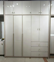 Lemari Pakaian Modular Kombinasi Mewah Melamin Desain Modern Berkualitas Tinggi dengan Bingkai Emas, Laris Manis