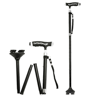 Bâton de marche confortable T poignées canne pliante pliable portable pour la rééducation d'exercice de marche facile autres équipements