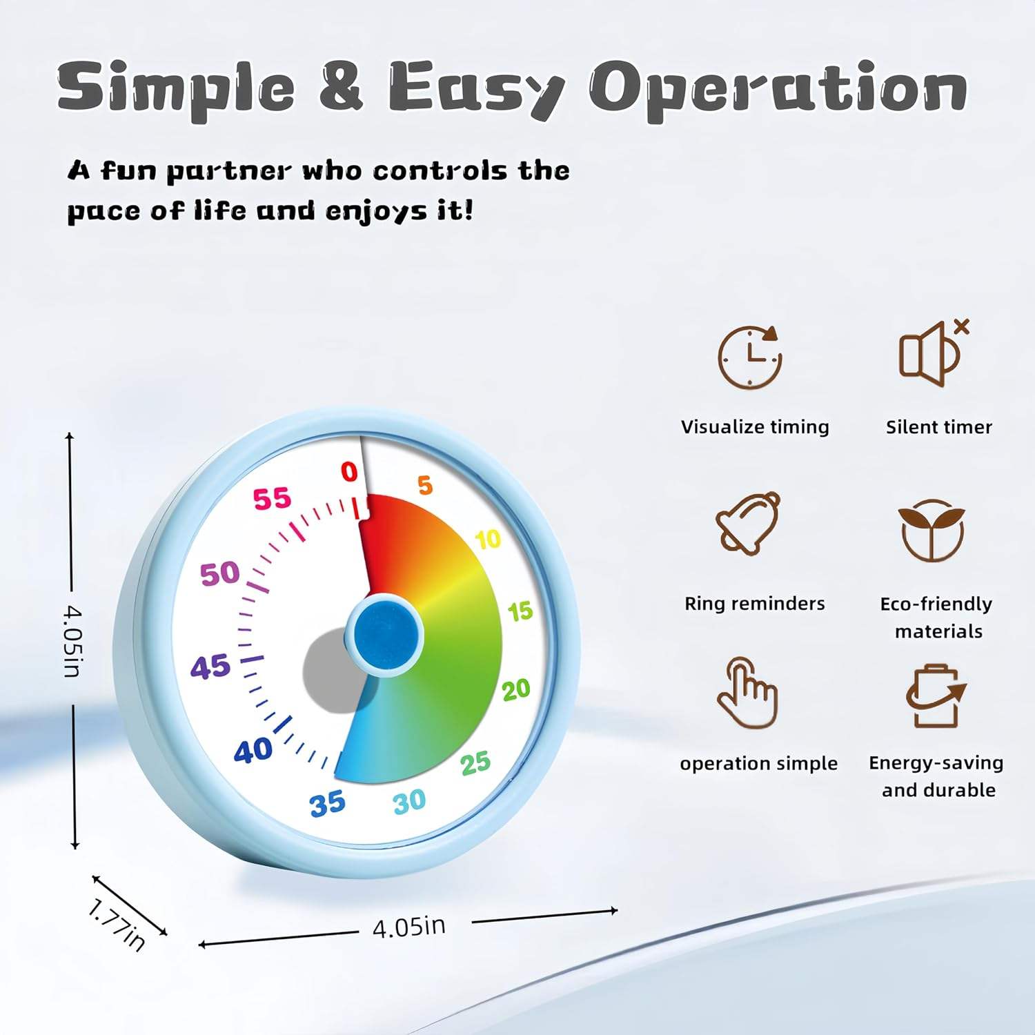 KidsFriendly Eco-Friendly 60-Minute Round Shape Plastic Mechanical Countdown Timer Alarm Rechargeable Battery for Kitchen Use