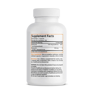 Cao cấp vitamin K3 + D2 90mcg với D3 5000iu cho xương tim sức Khỏe Hỗ trợ nongmo Gluten miễn phí Vegan viên nang - Product Image 5