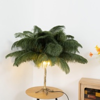 Lampe de table créative romantique lampe en plumes d'autruche nordique hôtel chambre chevet moderne luxe cuivre lampes de table en plumes d'autruche