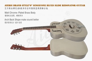 Guitare résonnante de marque chinoise Aiersi, logo personnalisé, cône simple, guitare en laiton, pont en biscuit, guitare acoustique en métal, instrument de musique - Product Image 6
