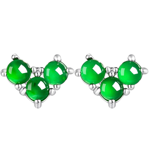 S925 silver setting natural A-grade jadeite <b>emerald</b> heart-shaped earrings, icy-grade earrings, jadeite women's jewelry piece - Product Image 4