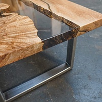 Table basse de rivière époxy avec pied cascade Table à manger en résine de bois à la mode moderne