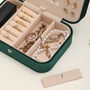 Factory Wholesale Custom Jewelry Organizer <b>Storage</b> <b>Box</b> Ring Pendant Bracelet Rectangle Velvet <b>Box</b> with Mirror Buckle Closure - Product Image 5