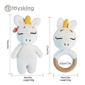 Poupée licorne à pattes courtes en crochet fait main - Mignon dessin animé à pattes courtes, amigurumi <span class=keywords><strong>magique</strong></span>, style chibi kawaii, jouet en peluche fantastique - Product Image 1