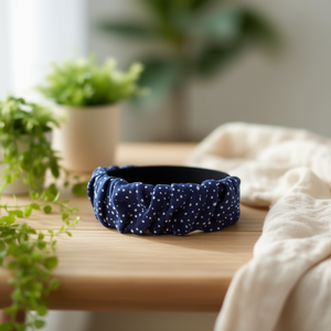 Diadema anudada con estampado de lunares, banda elástica ancha para el cabello, accesorio informal de algodón a la moda para mujer - Product Image 3