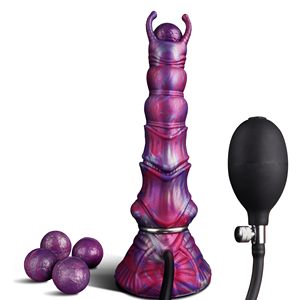 Monster Fantasy Ovipositor Dildo with 4 Eggs Big Dog Knot Horse Cock Dildo with <strong>Inflatable</strong> Pump <strong>Anal</strong> Toys Adult Sex Toys for Men - Product Image 1