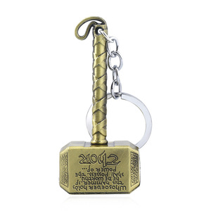 2 pz portachiavi Custom argento <span class=keywords><strong>Marvel</strong></span> <span class=keywords><strong>Thor</strong></span> martello portachiavi per le donne ragazze uomini rozzo elegante portachiavi accessori - Product Image 2