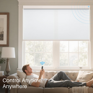 Persianas Enrollables Motorizadas Inalámbricas, Persianas Opacas Eléctricas Inteligentes de Poliéster Liso para Decoración de Sala de Estar y Dormitorio - Product Image 5
