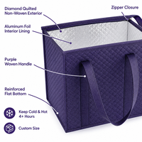Sac de courses matelassé bleu marine de haute qualité avec logo personnalisé, fermeture éclair, écologique, robuste, le plus vendu en gros