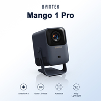 BYINTEK Nouveau Mango 1 Pro, mini projecteur intelligent LCD à mise au point automatique, portable, batterie intégrée, rotation à 180°, 720P, 150 lumens, home cinéma