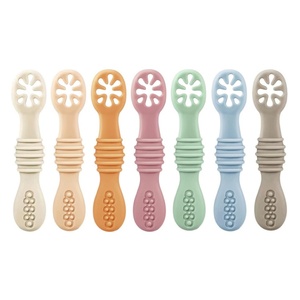 Cucharas de destete de silicona-Cucharas de alimentación para niños pequeños para 4-6 meses, Conjunto personalizado al por mayor Cuchara de puré de entrenamiento para bebés - Product Image 1