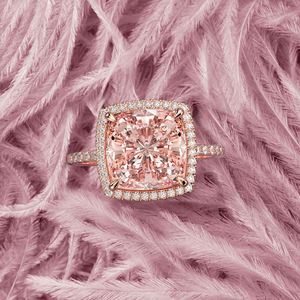 Silver jewelry 925 Main Material morganite Pink Cubic Zirconia silver ring precious stone - Product Image 6