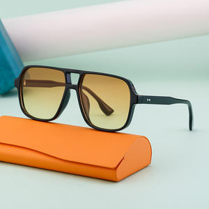 Gafas de Sol Retro de Doble Puente para Hombre XH-3452, Protección UV400, Montura de PC, Lentes Clase 2, Protección Solar, para Conducir, Viajar, Moda - Product Image 1