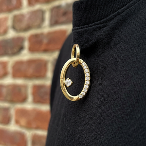 สร้อยคอจี้เพชรทรงวงกลมเชื่อมต่อกัน ดีไซน์วงแหวนคู่ ทอง 14K เครื่องประดับผู้หญิงคุณภาพสูง - Product Image 3