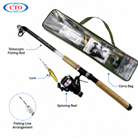 Ensemble canne à pêche durable CTO OEM 2,4 m avec moulinet CTR4000 et pack d'accessoires de pêche à la mouche pour débutant