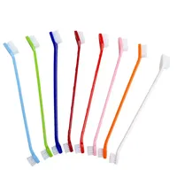 Vente en gros d'usine : Brosse à dents multicolore pour chien et chat à double tête, en vrac