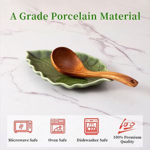 YumiPLUS Soporte de Cerámica Sostenible con Forma de Hoja para Cucharas y Espátulas, para Estufa, Encimera de Cocina, Decoración Rústica - Product Image 3