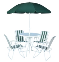 Ensemble de meubles de jardin de style méditerranéen personnalisé, parasol, table et chaises de café en verre trempé pour terrasse et salle à manger