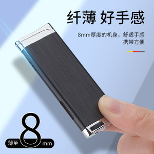 JOFI Slim Metal Butane Cigarette Lighter Windproof Portable Travel Modern Design Direct Fire <b>Red</b> Flame - Product Image 2