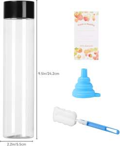 Bouteilles avec couvercles, bouteille à boisson ronde vide, réutilisable, adaptée à l'eau, au jus, au thé, au lait et autres boissons maison, transparente - Product Image 3