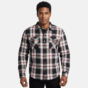Men's Plaid Long Sleeve <b>Shirt</b> Full Button-Up Chest Pockets Autumn Wear - Product Image 1